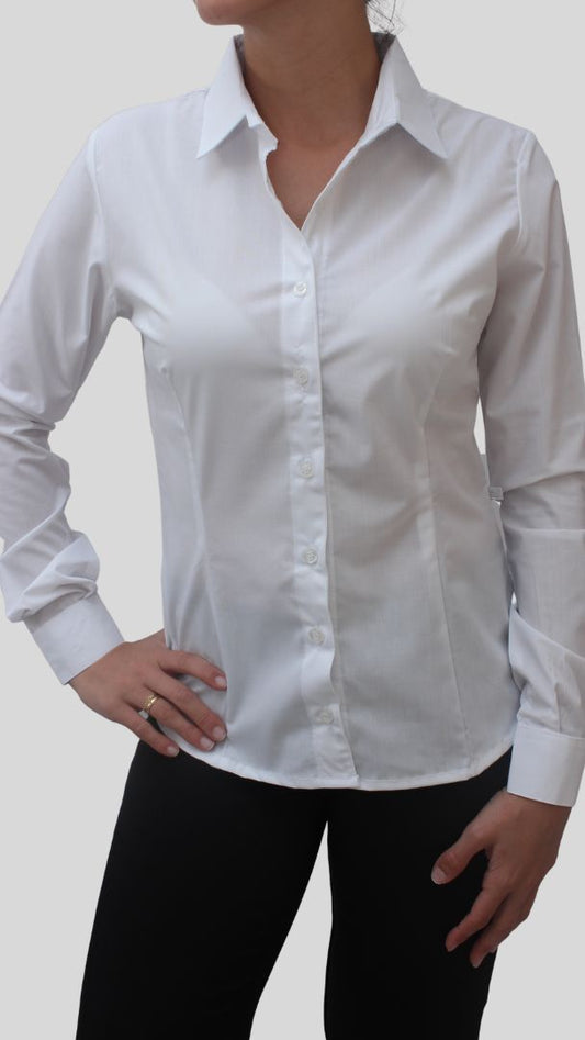 Camisa Feminina- Tradicional- manga longa- branca