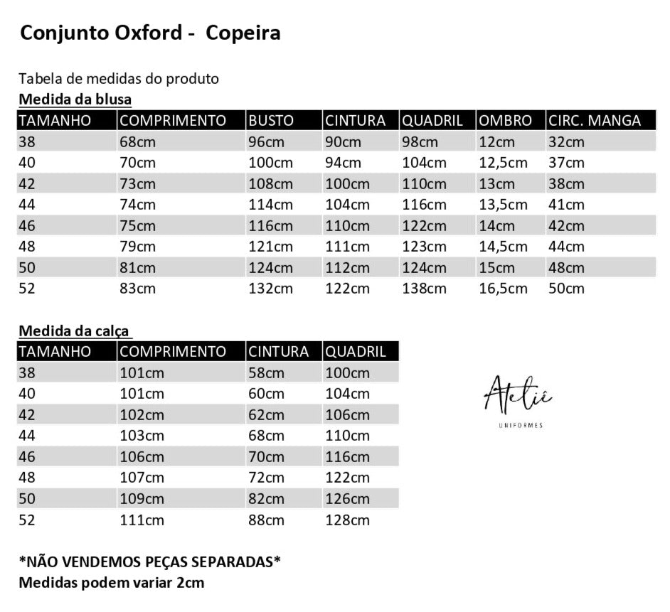 Conjunto Copeira- Oxford Marinho