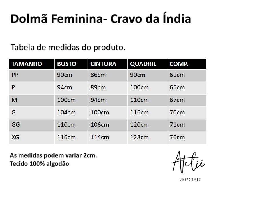 Dolmã Feminina Básica- Cravo da Índia