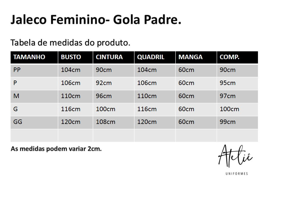 Jaleco Feminino - Gola Padre