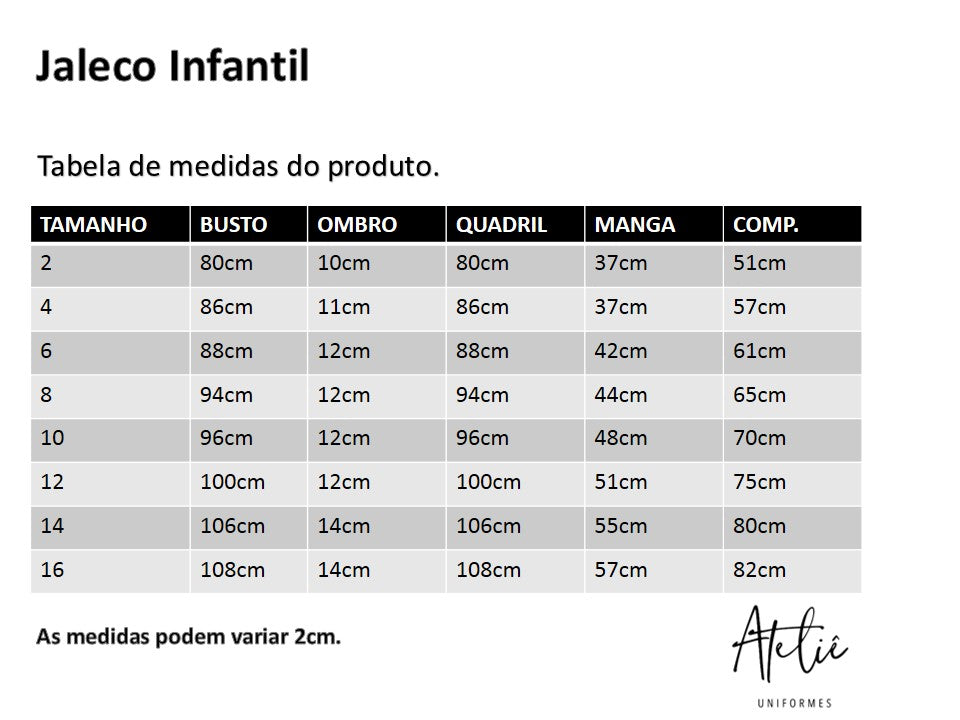 Jaleco Infantil- Microfibra